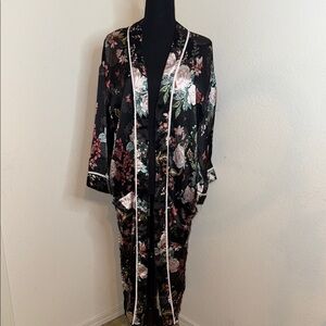 Floral Black Kimono Robe